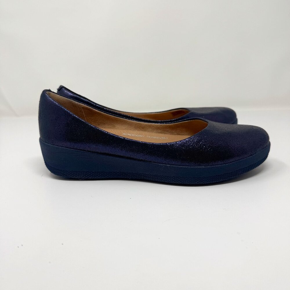 FitFlop Blue Shimmer Flats US 7.5